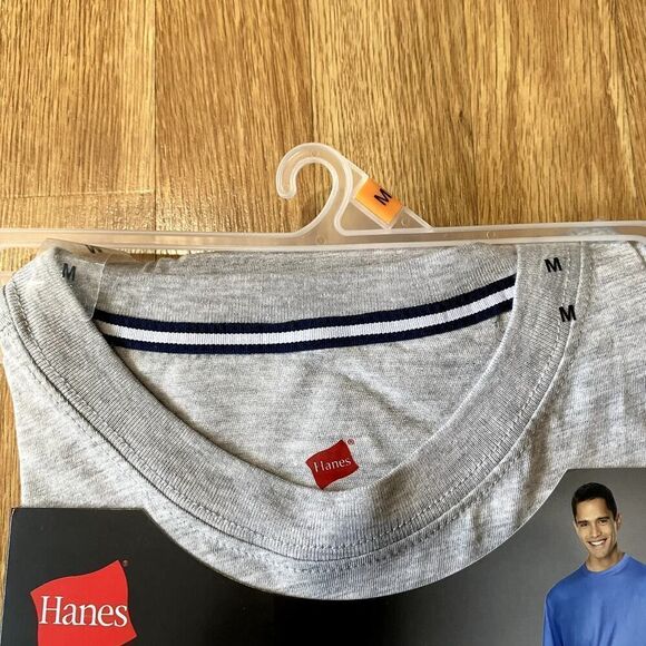 Hanes Short Sleeve Crew & Woven Pant Set Oatmeal Heather Medium - Picture 5 of 10